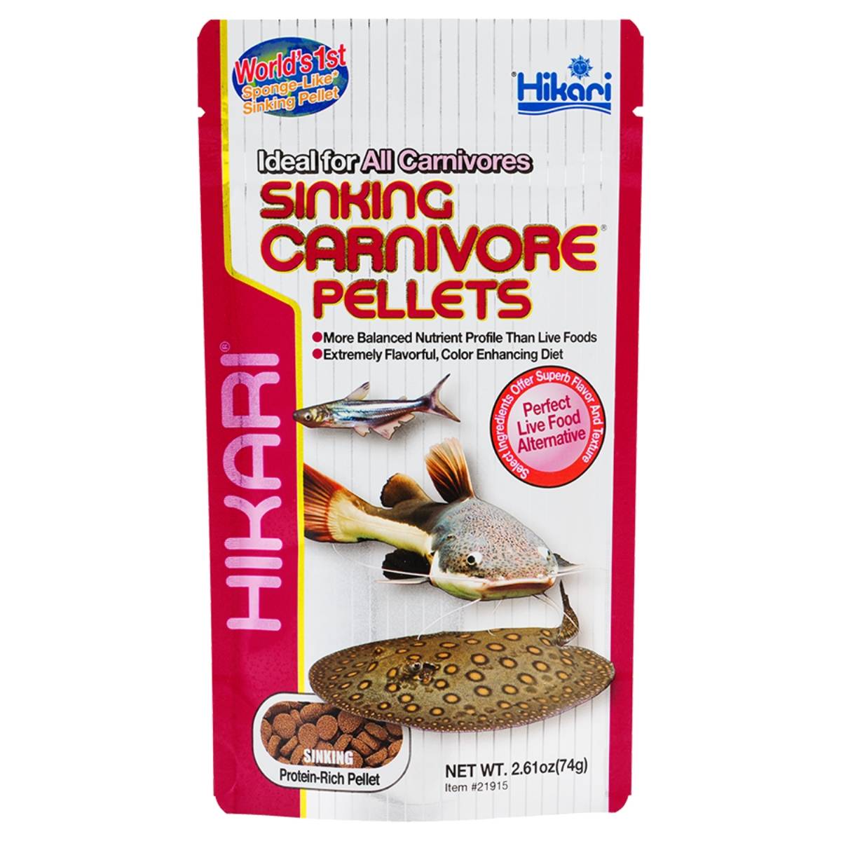 HIKARI Sinking Carnivore Pellets Fish Food - 2.61 oz