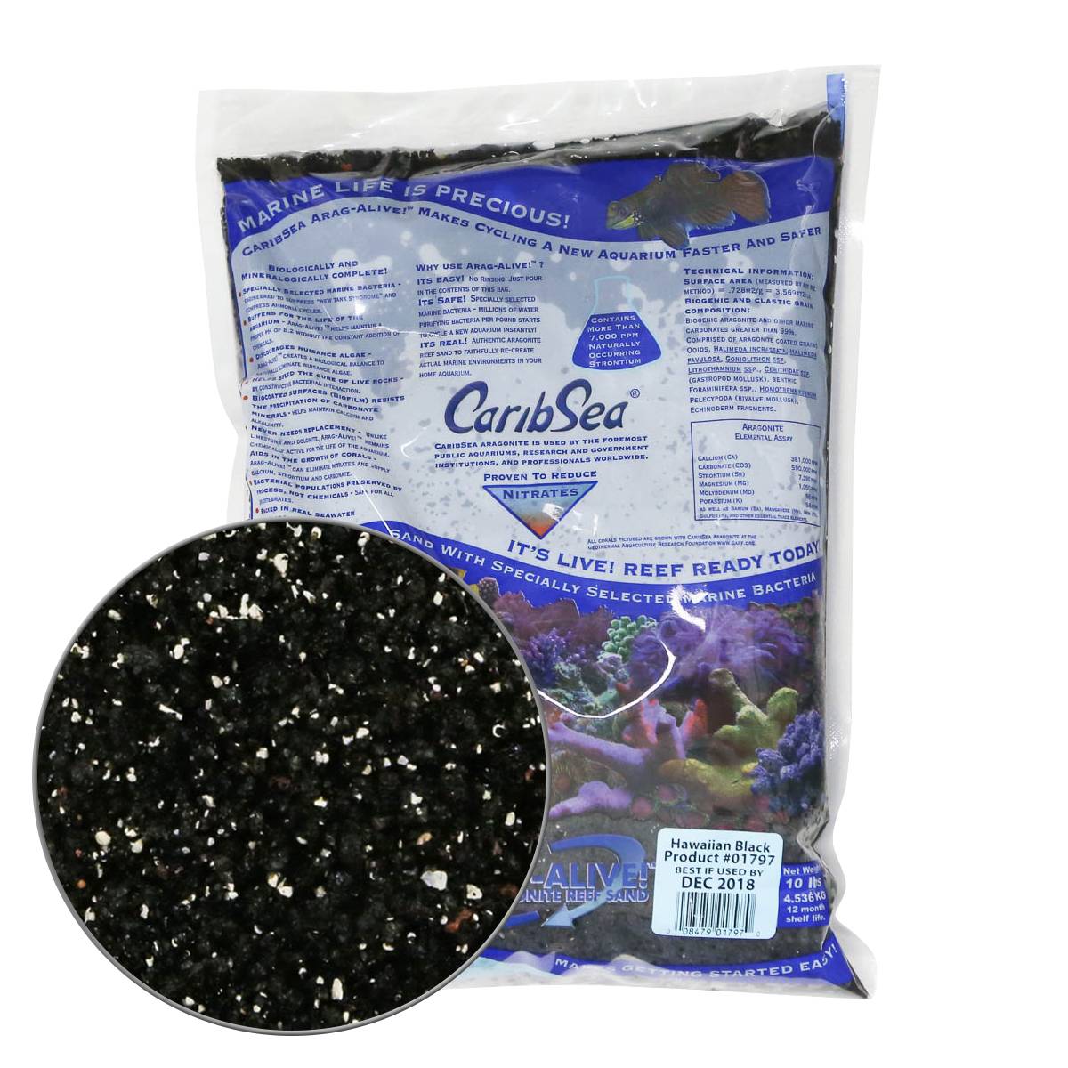 CARIBSEA Hawaiian Black Arag-Alive! Live Reef Sand