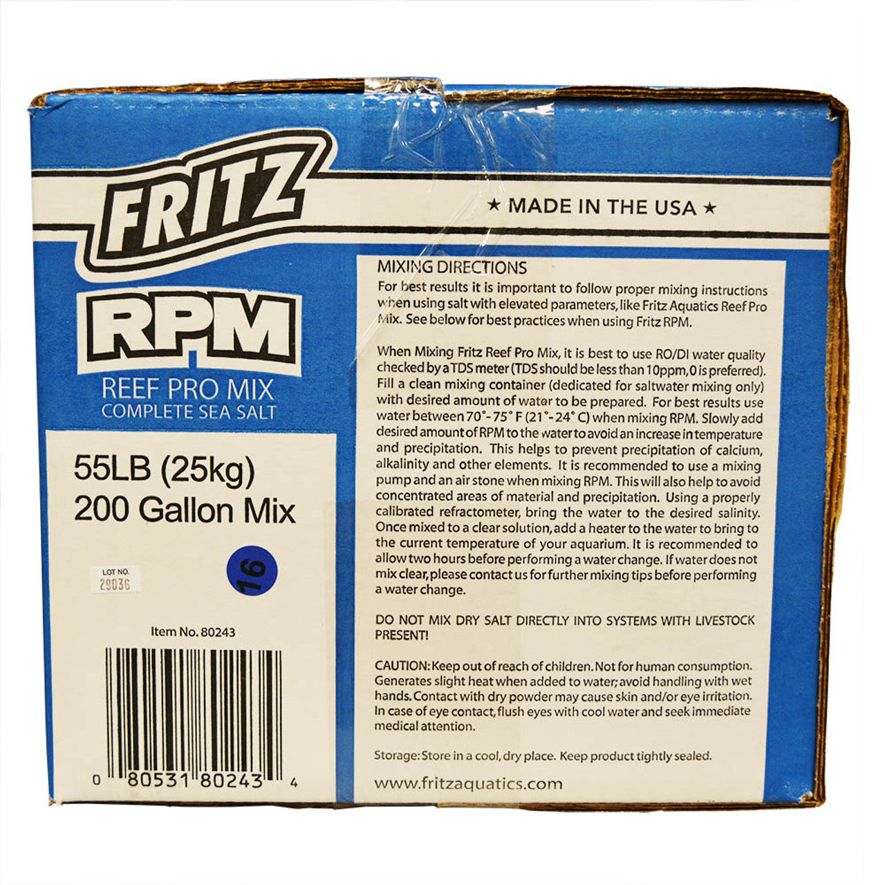 FRITZ PRO RPM 4 Bag Salt Mix Box (4x Individual 13.75 lb Bags - Makes 200 Gallons)